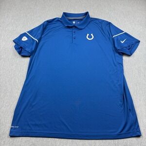Indianapolis Colts Polo Shirt Mens 2XL XXL Blue Nike Dri-Fit NFL Football Active